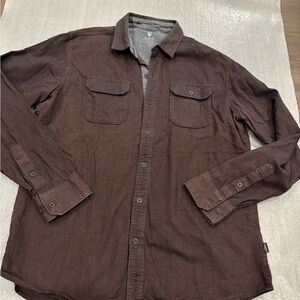 [L]KUHL Brown Long Sleeve Button-Up Cotton Blend Shirt